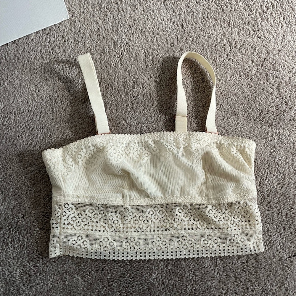 Aerie creme Lace bralette with removable straps bandeau bra